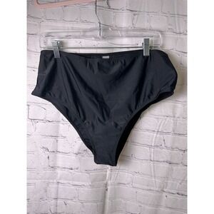 Unbranded Black High Waisted Bikini Bottoms Plus Size 2XL Swimwear Solid